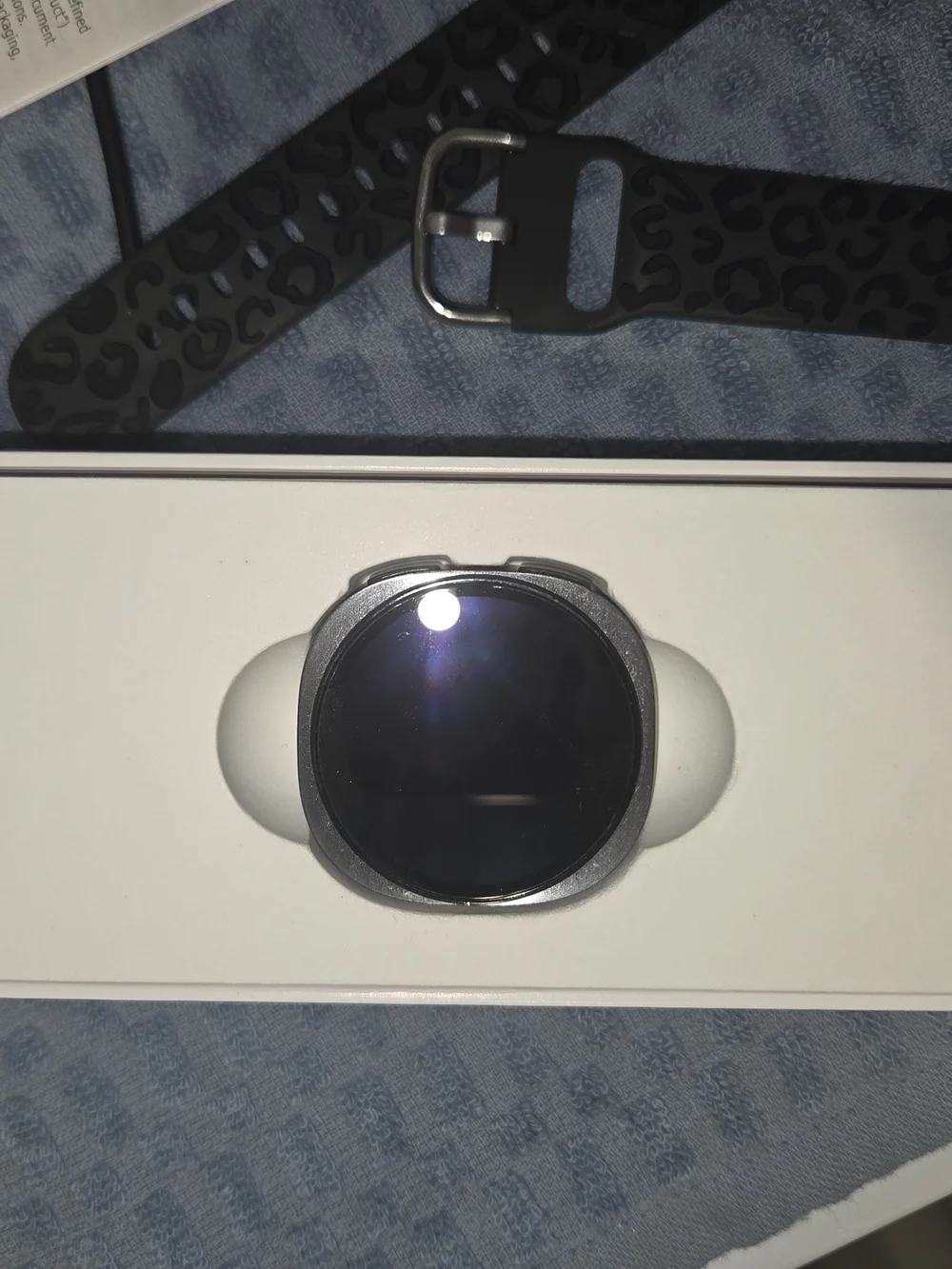 Samsung Galaxy Watch4 Black Silicone Smartwatch And Leopard Accent Band. Worn 2x